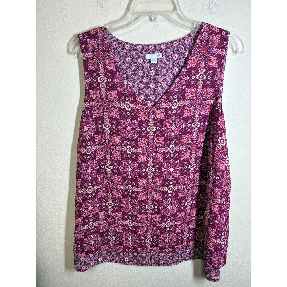 J. Jill Blouse Colorful Sleeveless Boho Office Business Casual Purple Size Large